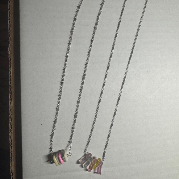2 Colorful pastel Stone Pendant Necklaces - Picture 2 of 2
